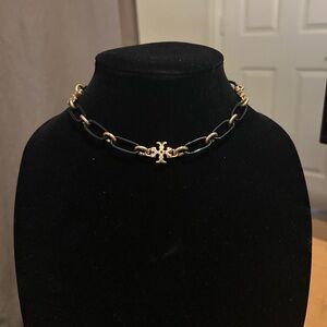 Tory Burch Black and Gold Roxanne Chain Necklace